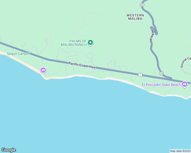 map of restaurants, bars, coffee shops, grocery stores, and more near 33550 Pacific Coast Highway in Malibu