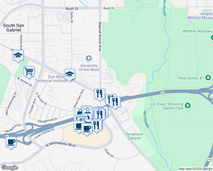 map of restaurants, bars, coffee shops, grocery stores, and more near 1056 Walnut Grove Avenue in Rosemead
