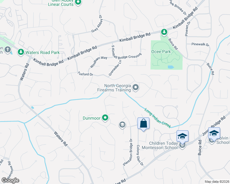 map of restaurants, bars, coffee shops, grocery stores, and more near 355 Rossiter Ridge in Alpharetta
