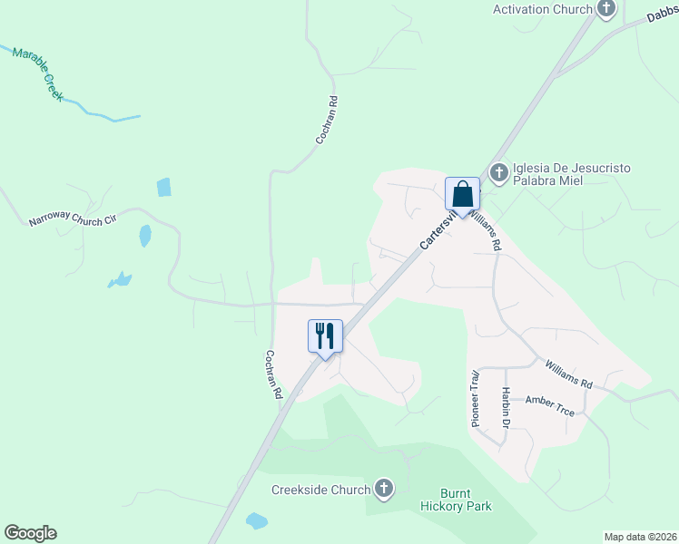 map of restaurants, bars, coffee shops, grocery stores, and more near 3575 Narroway Church Circle in Dallas