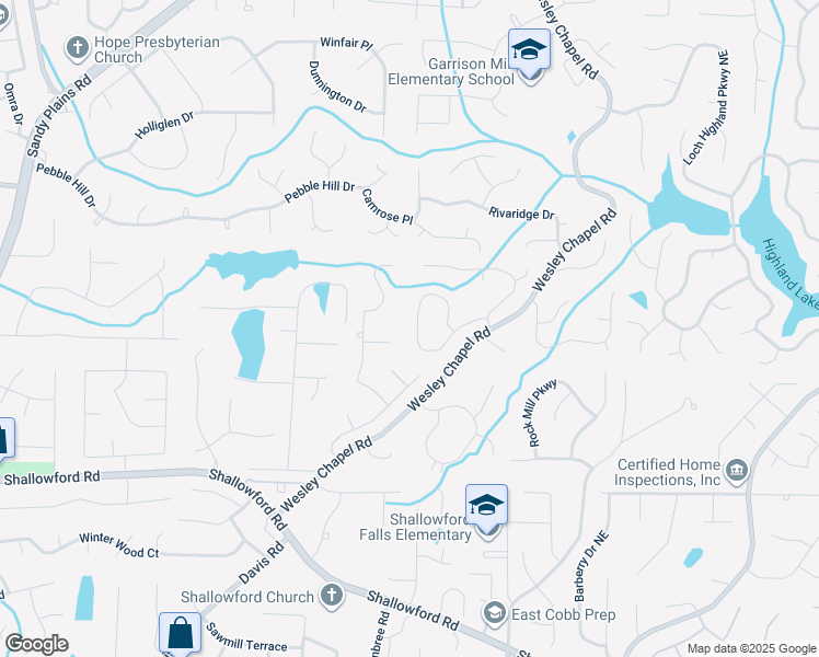 map of restaurants, bars, coffee shops, grocery stores, and more near 3837 Fenway Crossing in Marietta