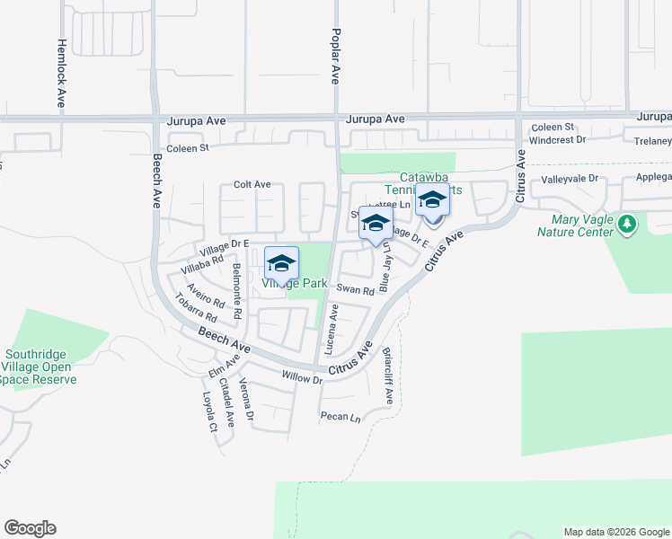 map of restaurants, bars, coffee shops, grocery stores, and more near 11622 Lark Court in Fontana