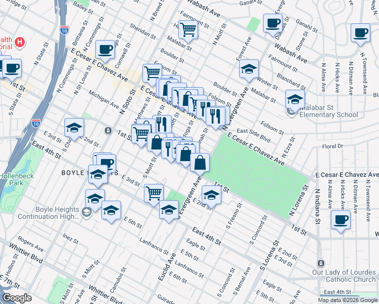 map of restaurants, bars, coffee shops, grocery stores, and more near 2826 Michigan Avenue in Los Angeles