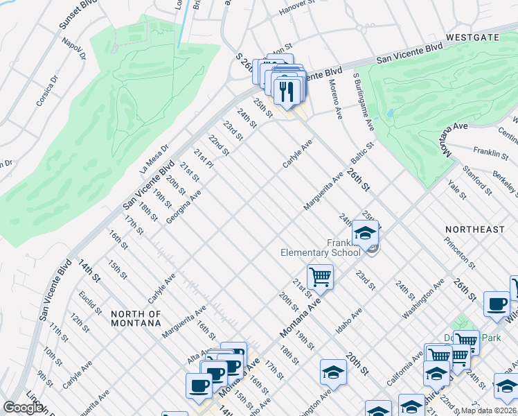 map of restaurants, bars, coffee shops, grocery stores, and more near 410 22nd Street in Santa Monica