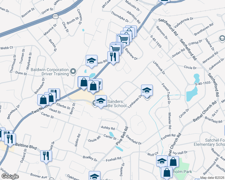 map of restaurants, bars, coffee shops, grocery stores, and more near 3533 Linbrook Drive in Columbia