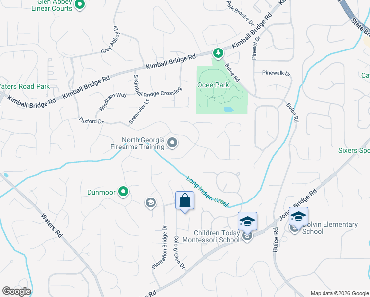 map of restaurants, bars, coffee shops, grocery stores, and more near 610 Montauk Way in Alpharetta