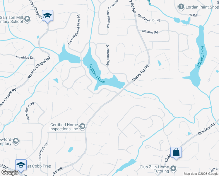 map of restaurants, bars, coffee shops, grocery stores, and more near 3780 Loch Highland Parkway Northeast in Roswell