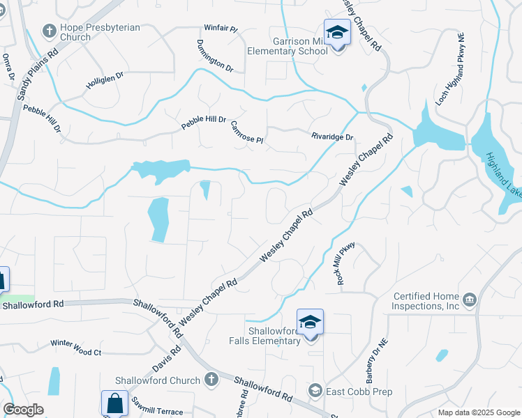 map of restaurants, bars, coffee shops, grocery stores, and more near 3837 Fenway Crossing in Marietta