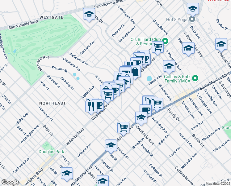 map of restaurants, bars, coffee shops, grocery stores, and more near in Los Angeles