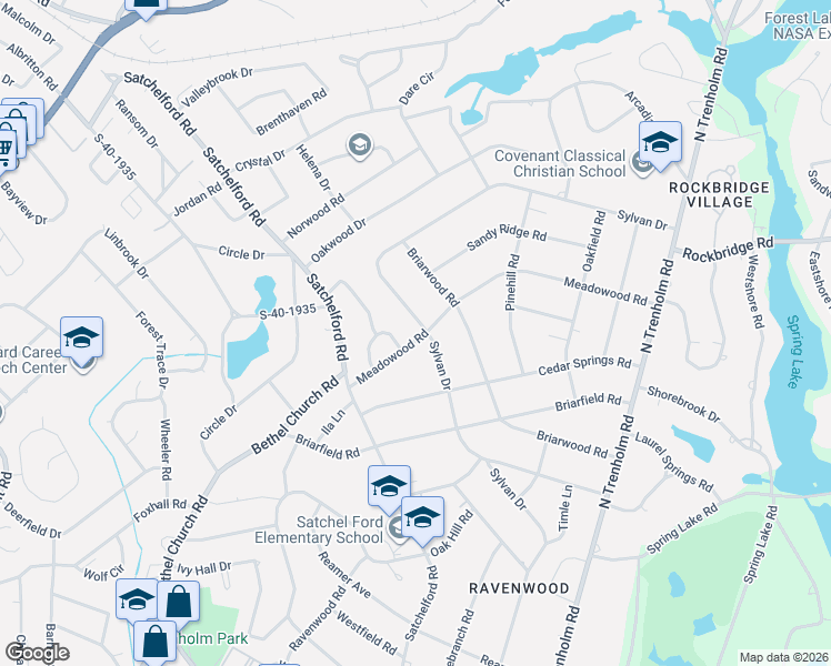 map of restaurants, bars, coffee shops, grocery stores, and more near 6411 Sylvan Drive in Columbia