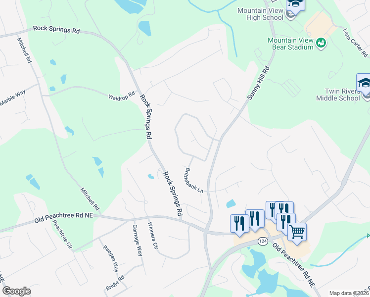map of restaurants, bars, coffee shops, grocery stores, and more near 2010 Charleston Oak Circle in Lawrenceville