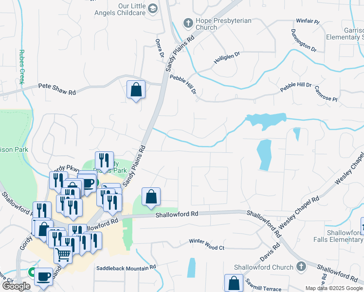 map of restaurants, bars, coffee shops, grocery stores, and more near 3311 Creek Hollow Drive in Marietta
