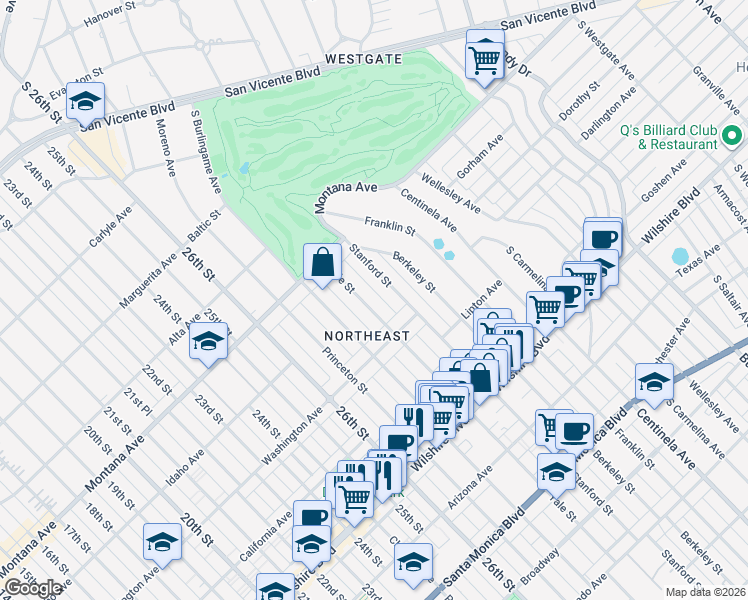 map of restaurants, bars, coffee shops, grocery stores, and more near 911 Yale Street in Santa Monica