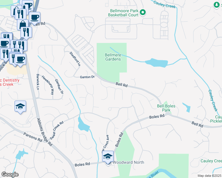 map of restaurants, bars, coffee shops, grocery stores, and more near 6715 Wolford Court in Duluth