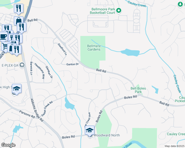 map of restaurants, bars, coffee shops, grocery stores, and more near 6715 Wolford Court in Duluth