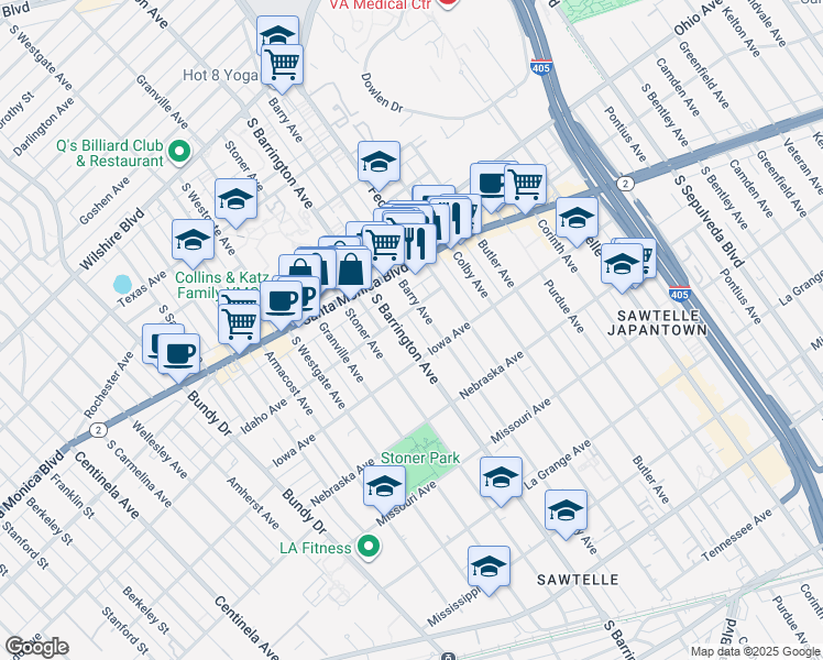 map of restaurants, bars, coffee shops, grocery stores, and more near in Los Angeles County