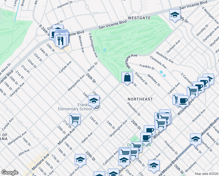 map of restaurants, bars, coffee shops, grocery stores, and more near 739 Moreno Avenue in Los Angeles