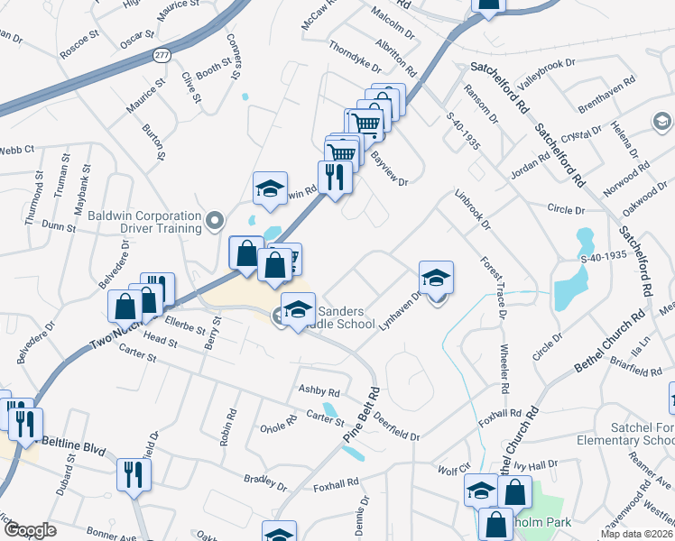 map of restaurants, bars, coffee shops, grocery stores, and more near 3533 Linbrook Drive in Columbia