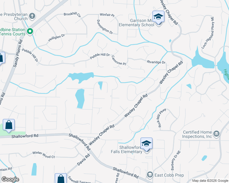 map of restaurants, bars, coffee shops, grocery stores, and more near 3790 Northpoint Dr in Marietta