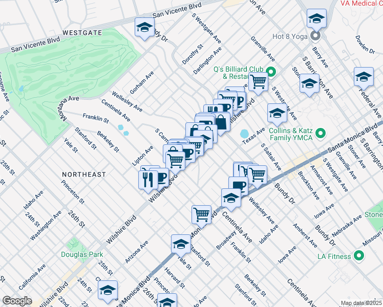 map of restaurants, bars, coffee shops, grocery stores, and more near in Los Angeles