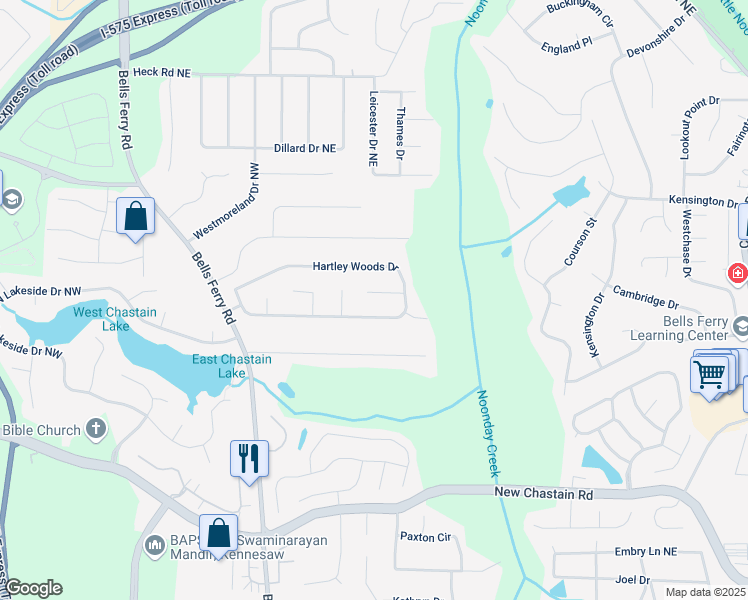map of restaurants, bars, coffee shops, grocery stores, and more near 60 Jesica Way in Kennesaw