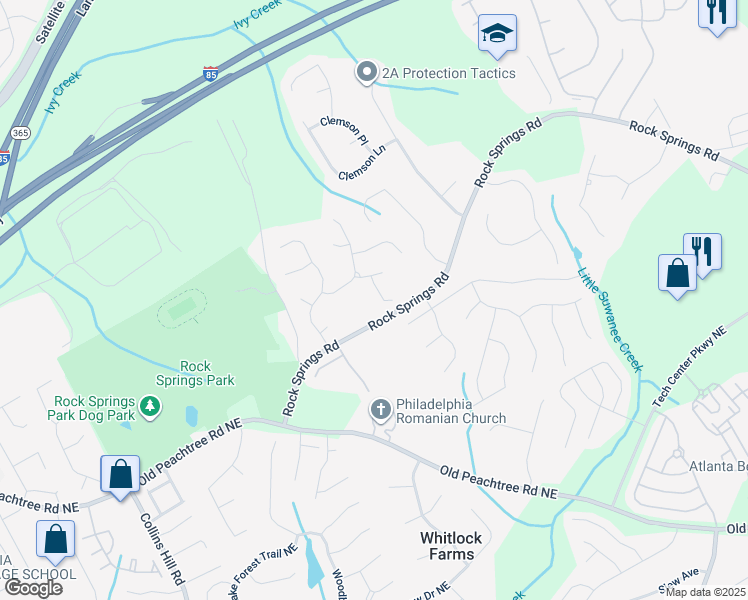 map of restaurants, bars, coffee shops, grocery stores, and more near 2892 Motts Cove Hollow in Lawrenceville