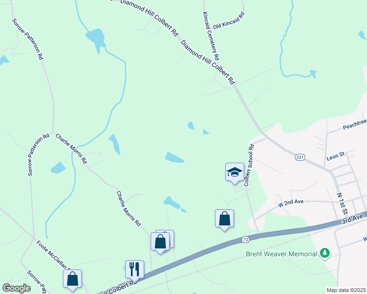 map of restaurants, bars, coffee shops, grocery stores, and more near 471 Colbert School Road in Colbert