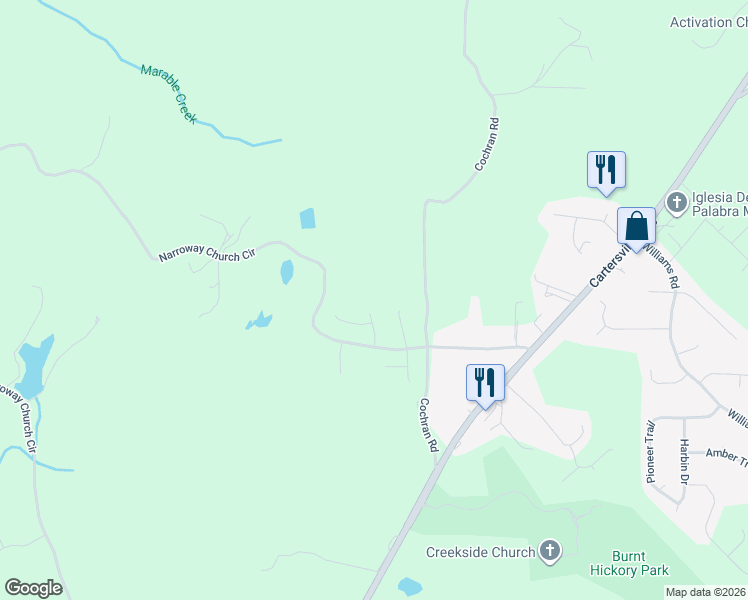 map of restaurants, bars, coffee shops, grocery stores, and more near 94 Burnt Hickory Pointe in Dallas