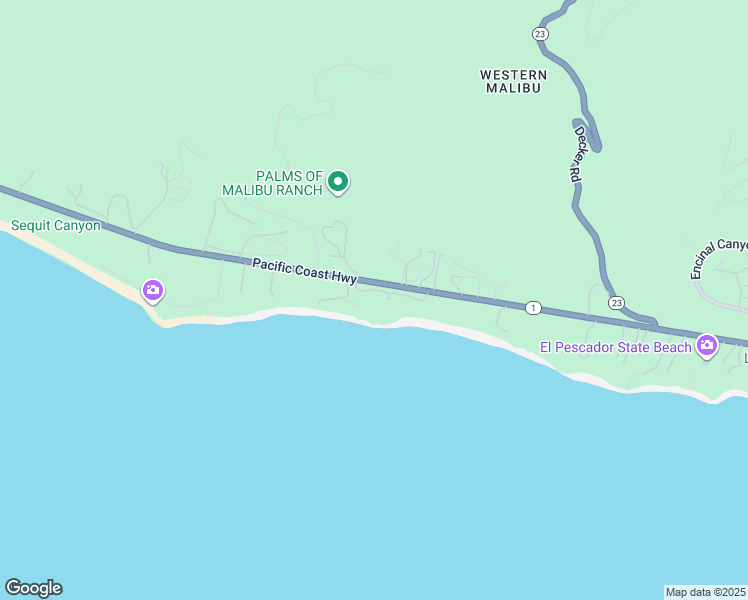 map of restaurants, bars, coffee shops, grocery stores, and more near 33550 Pacific Coast Highway in Malibu