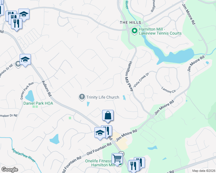 map of restaurants, bars, coffee shops, grocery stores, and more near 3278 Highland Forge Trail in Dacula