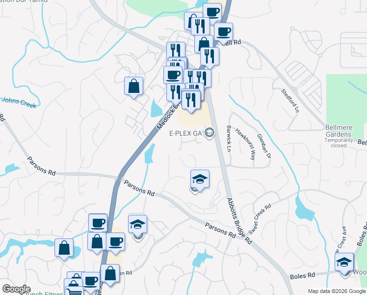 map of restaurants, bars, coffee shops, grocery stores, and more near 323 Gold Cove Lane in Duluth