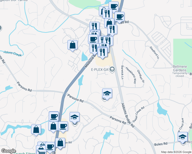 map of restaurants, bars, coffee shops, grocery stores, and more near 295 Gold Cove Lane in Duluth