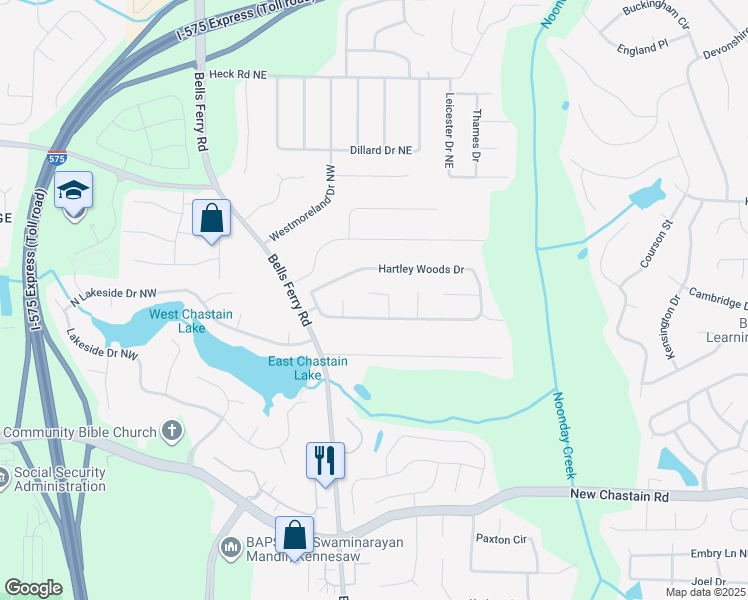 map of restaurants, bars, coffee shops, grocery stores, and more near 3767 Jesica Lane Northeast in Kennesaw