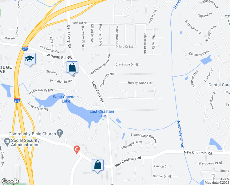 map of restaurants, bars, coffee shops, grocery stores, and more near 3752 Jesica Court in Kennesaw