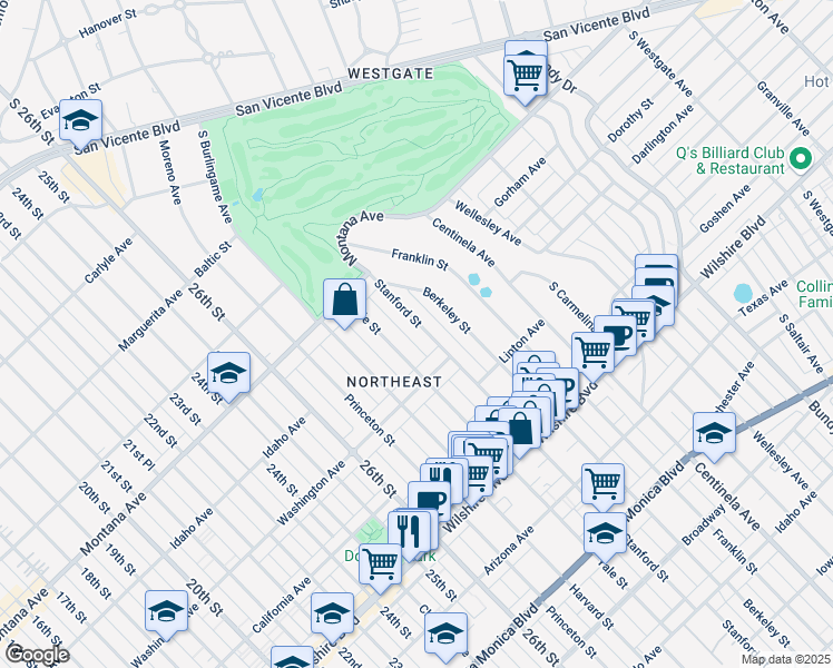 map of restaurants, bars, coffee shops, grocery stores, and more near 918 Stanford Street in Santa Monica