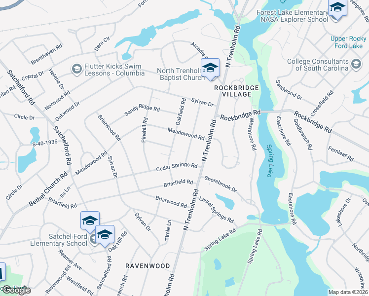 map of restaurants, bars, coffee shops, grocery stores, and more near 6317 Pinefield Road in Columbia