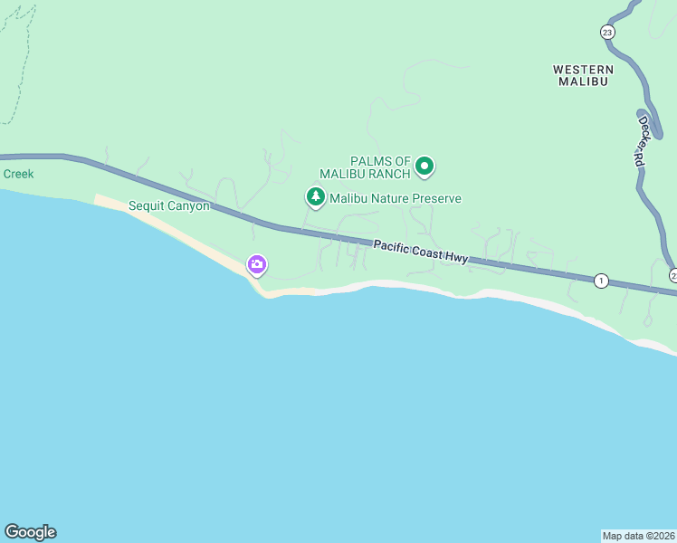 map of restaurants, bars, coffee shops, grocery stores, and more near 33800 Pacific Coast Highway in Malibu