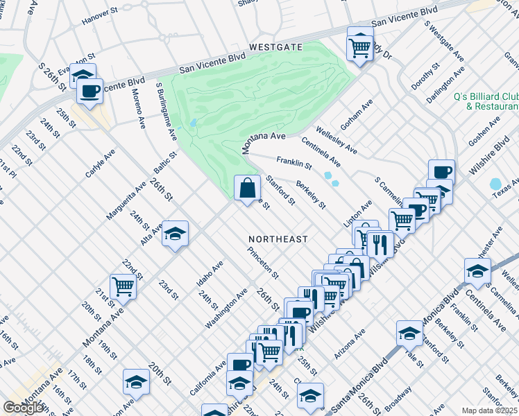 map of restaurants, bars, coffee shops, grocery stores, and more near 842 Yale Street in Santa Monica