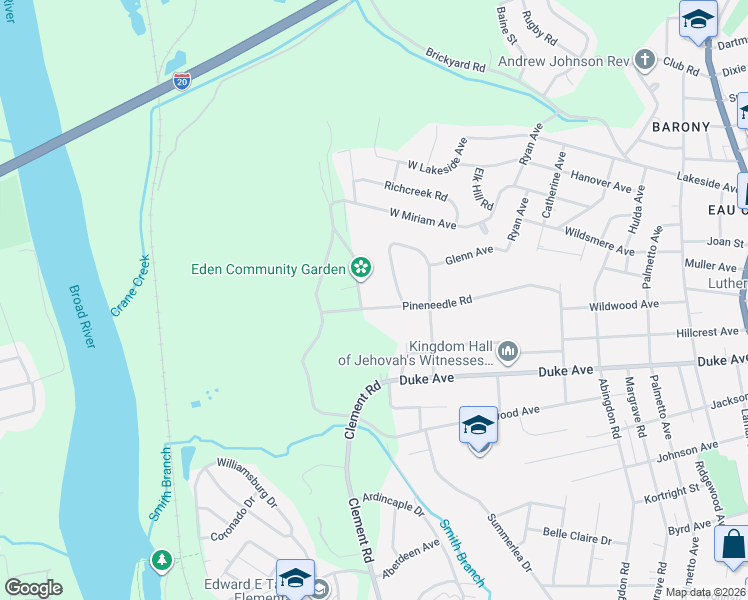 map of restaurants, bars, coffee shops, grocery stores, and more near 239 Pineneedle Road in Columbia