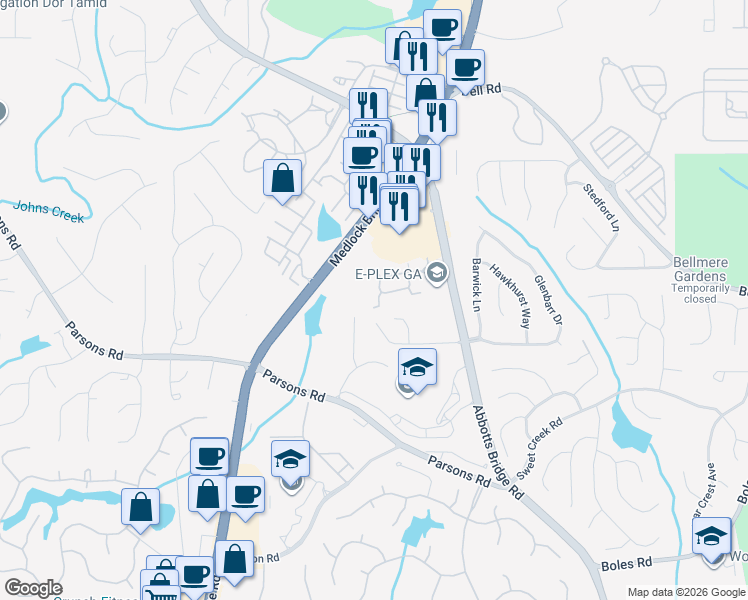 map of restaurants, bars, coffee shops, grocery stores, and more near 287 Gold Cove Lane in Duluth