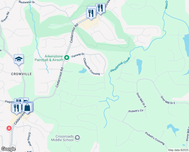 map of restaurants, bars, coffee shops, grocery stores, and more near 232 Clubhouse Crossing in Acworth