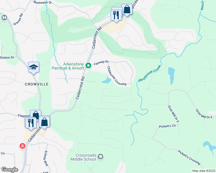 map of restaurants, bars, coffee shops, grocery stores, and more near 411 Riverclub Road in Acworth