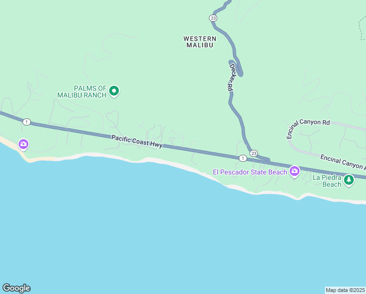 map of restaurants, bars, coffee shops, grocery stores, and more near 33363 California 1 in Malibu