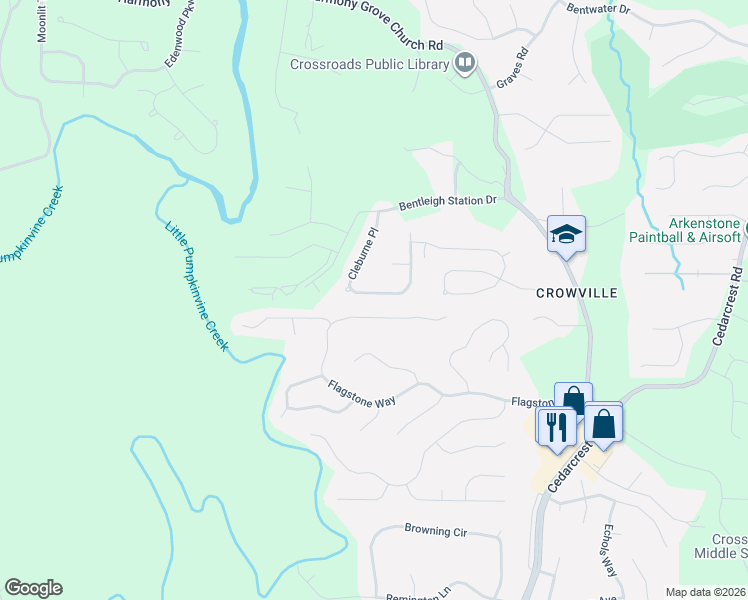 map of restaurants, bars, coffee shops, grocery stores, and more near 270 Cleburne Place in Acworth