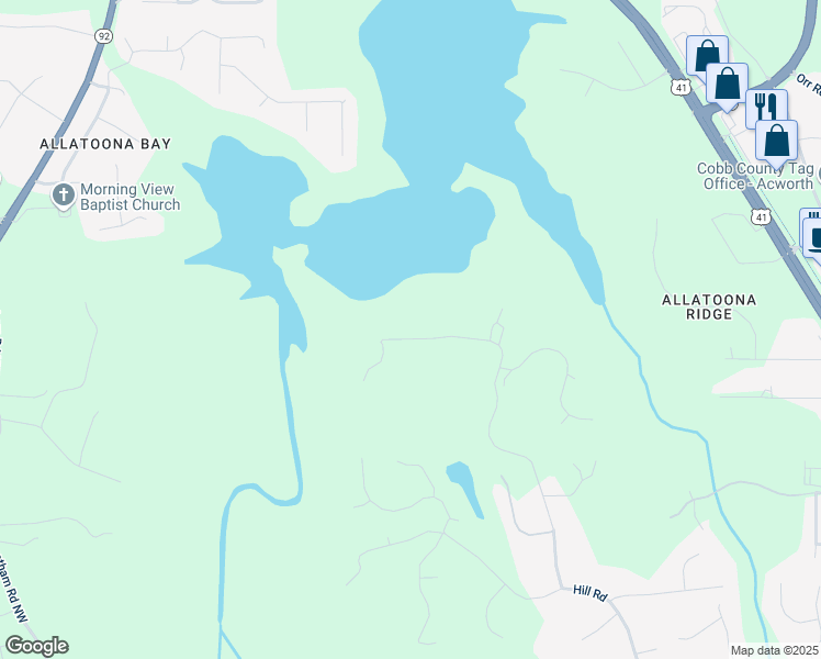 map of restaurants, bars, coffee shops, grocery stores, and more near 1110 Low Water Crossing in Acworth