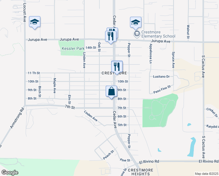 map of restaurants, bars, coffee shops, grocery stores, and more near 18670 9th Street in Bloomington