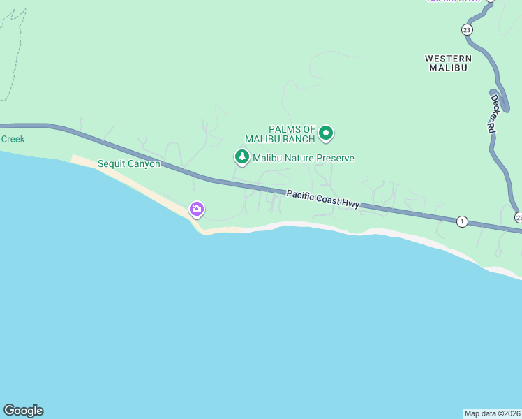 map of restaurants, bars, coffee shops, grocery stores, and more near 33800 Pacific Coast Highway in Malibu