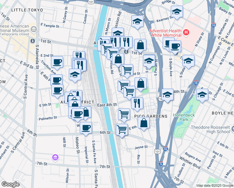 map of restaurants, bars, coffee shops, grocery stores, and more near 358 Artemus Street in Los Angeles