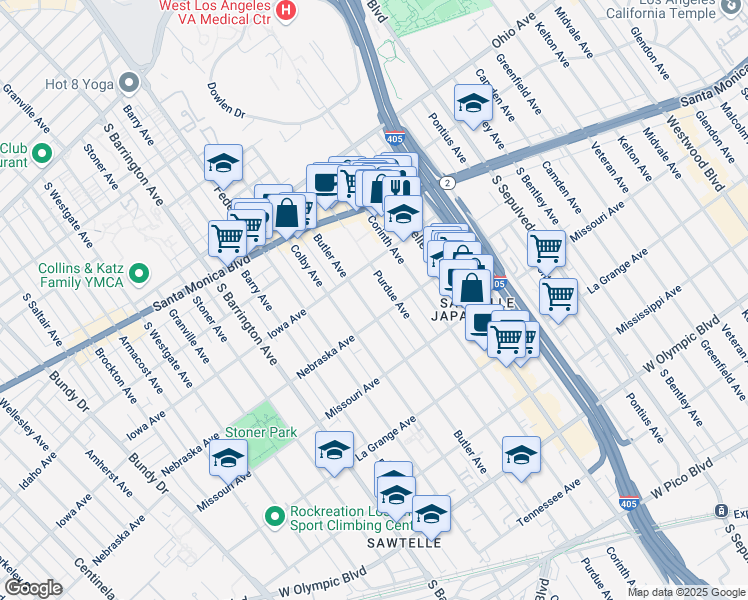 map of restaurants, bars, coffee shops, grocery stores, and more near 1748 Butler Avenue in Los Angeles