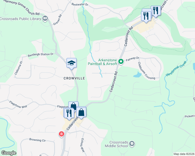 map of restaurants, bars, coffee shops, grocery stores, and more near 157 North Springs Way in Acworth